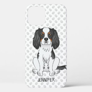 トライカラー キャバリア・キング・チャールズ・スパニエル 犬 名前入り iPhone 12ケース