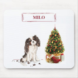 トライカラー キングチャールズスパニエル クリスマス犬 マウスパッド