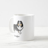 トライカラー・シェルティ・キャラクター犬+名前 コーヒーマグカップ (正面左)
