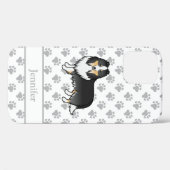 トライカラー・シェルティ・キャラクター犬+名前 Case-Mate iPhoneケース (裏面 (横))