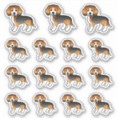 トライカラー ビーグル かわいい カートゥーン 犬 シール (正面)