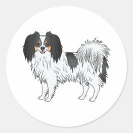 トライカラー・ファレン かわいいキャラクターデザインの犬のイラスト ラウンドシール