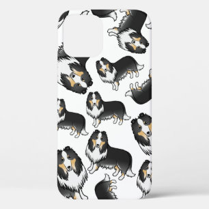 トライカラー ラフコリー かわいい カートゥーン 犬 パターン iPhone 12ケース
