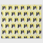 トライカラ縁どーコリーはスター ラッピングペーパー (フラット)