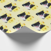 トライカラ縁どーコリーはスター ラッピングペーパー (角)