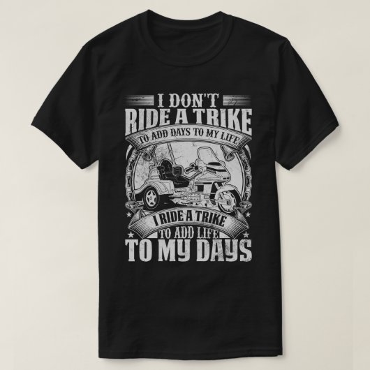 トライカースリーウィーラーモータートライク私はトライクモットに乗る Tシャツ (デザイン正面)