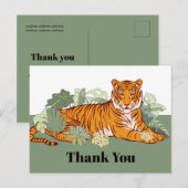 トライガーのサンキューカード、ジャングルのパーティー動物の挨拶 ポストカード (正面/裏面)