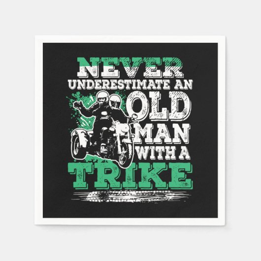 トライクのある老人を決して過小評価しない スタンダードカクテルナプキン (正面)