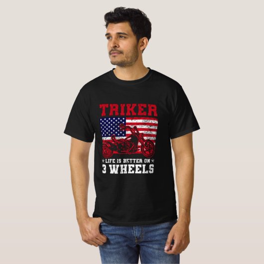 トライクライダーギフト | Trike Triker Trikesバイクもしくは自転車に乗る人 Tシャツ (正面フル)