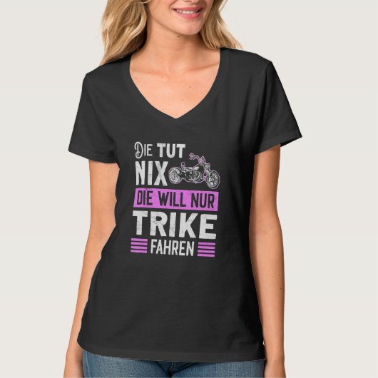トライク オートバイ モチーフ 三輪車 自転車 トライク 女性 Tシャツ (正面)