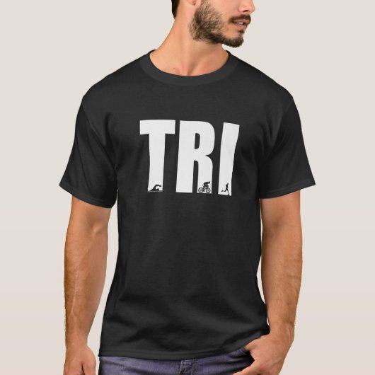 トライグラフィック走バイクスイムトライアスロン選手Spo Tシャツ (正面)