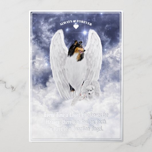 トライコリエンジェル&ケルビペット悔やみや弔慰フォイルカード 箔シーズンカード (正面)