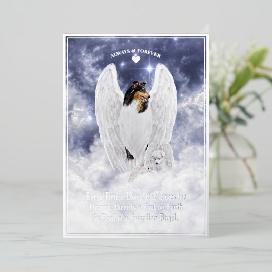 トライコリエンジェル&ケルビペット悔やみや弔慰フォイルカード 箔シーズンカード (立ち正面)