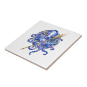 トライデント付き紫と青のタコ タイル (側面)