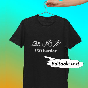 トライハードトライアスロンおもしろいロン Tシャツ
