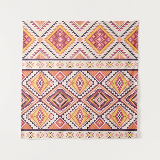 トライバアステカルストライプの・シームレスな背景 タペストリー (正面)