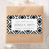 トライバエレガントル柄の白黒イカットモチーフ ラベル (インサイチュ)