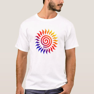 トライバカラフルルの太陽スパイラル記号 Tシャツ