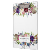 トライバカラフルルの羽と花の花束 クリップボード (左)