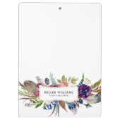 トライバカラフルルの羽と花の花束 クリップボード (裏面)