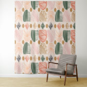 トライバカリブのルの泥布：ボホダークグリーン、ピンク タペストリー (インサイチュ)