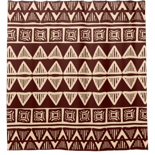 トライバストライプのル装飾模様 シャワーカーテン (正面)