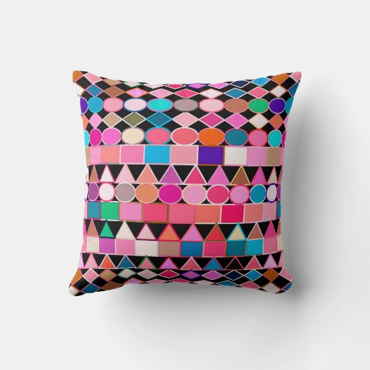 トライバモダンル幾何学模様、宝石の黒の色 クッション (裏面)