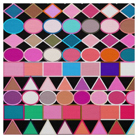 トライバモダンル幾何学模様、宝石の黒の色 ファブリック (見本)