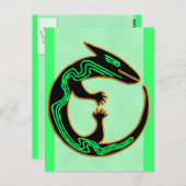 トライバユニークル・グリーン・リザード ポストカード (正面/裏面)
