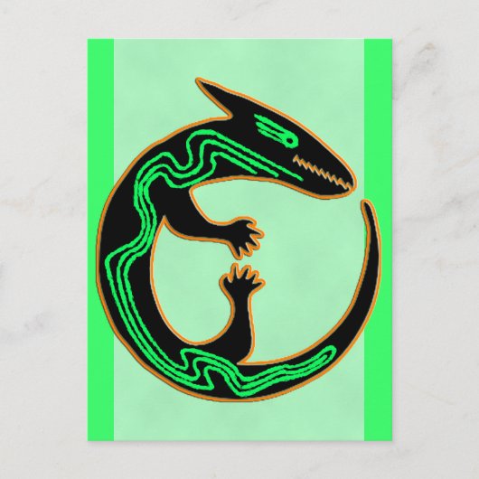 トライバユニークル・グリーン・リザード ポストカード (正面)