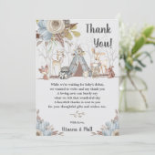 トライバルお洒落ボホ森林動物の赤ちゃんシャワー サンキューカード (スタンド正面)