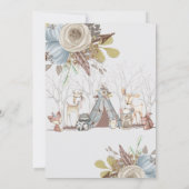 トライバルお洒落ボホ森林動物の赤ちゃんシャワー サンキューカード (裏面)