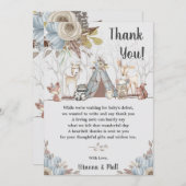 トライバルお洒落ボホ森林動物の赤ちゃんシャワー サンキューカード (正面/裏面)