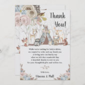 トライバルお洒落ボホ森林動物の赤ちゃんシャワー サンキューカード (正面/裏面)