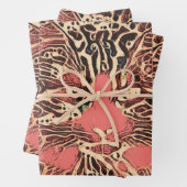 トライバルかわいいタブビーキャットピンクブラウンヒッピーのモザイクアート ラッピングペーパーシート (インサイチュ)