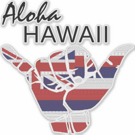 トライバルつるシャカルーズALOHA HAWAII国旗LT シール (正面)
