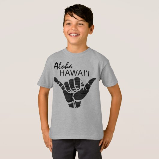 トライバルつるシャカ(ルーズ) - ALOHA HAWAII Blk Tシャツ (正面フル)