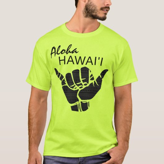トライバルつるシャカ（ルーズ） - ALOHA HAWAII Blk Tシャツ (正面)
