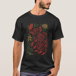 トライバルなタスマニアンデビルと在来のフローラ Tシャツ