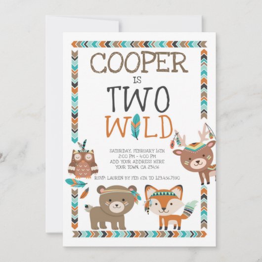 トライバルの森の中の二匹の野生 招待状 (正面)