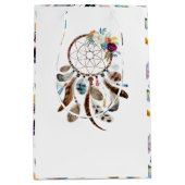 トライバルの羽と花のドリームキャッチャー ミディアムペーパーバッグ (正面)