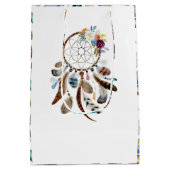 トライバルの羽と花のドリームキャッチャー ミディアムペーパーバッグ (裏面)