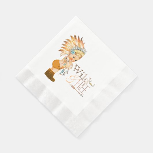 トライバルの野生と自由な少年の赤ちゃんシャワー 縁ありランチョンナプキン (角)