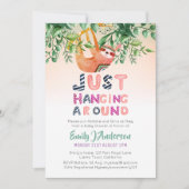 トライバルぶら下がったスロスのまわりにミントグリーンベビー 招待状 (正面)