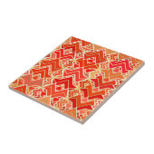 トライバルろうけつ染めインマンダリンとライトオレンジ タイル (側面)