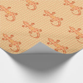 トライバルろうけつ染めゲッコ – サンゴとライトオレンジ ラッピングペーパー (角)