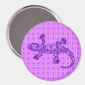 トライバルろうけつ染めゲッコ – バイオレットとアメジスト紫 マグネット (正面/裏面)