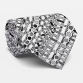 トライバルろうけつ染め – グレー/グレーの色合い ネクタイ (ロール)