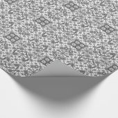 トライバルろうけつ染め – グレー/グレー、黒と白 ラッピングペーパー (角)