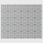 トライバルろうけつ染め – グレー/グレー、黒と白 ラッピングペーパー (フラット)